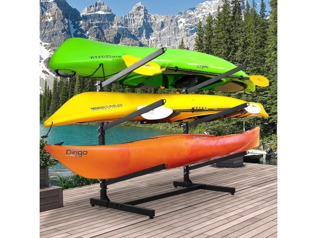 Kayak Storage Rack, Kayak Racks for Outdoor Storage: Heavy Duty Steel Adjustable Freestanding Stand for Canoes, Paddleboards, Surfboards - Ideal.