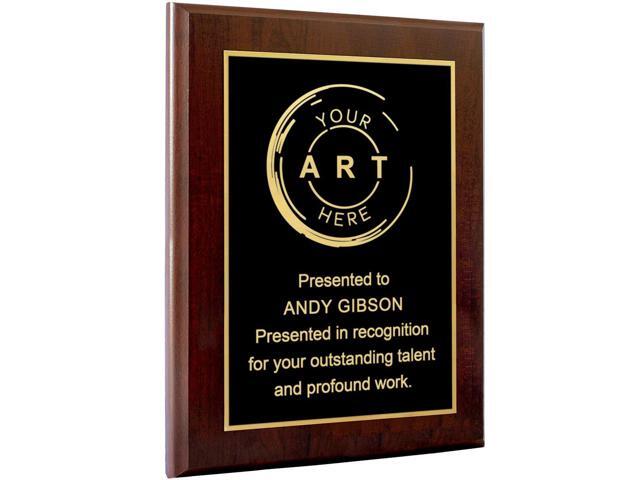 Custom Laser Engraved Award Plaque, Personalized Recognition Plaque with Black Plate and Gold or Silver Engraving, Multiple Wood Finishes for...