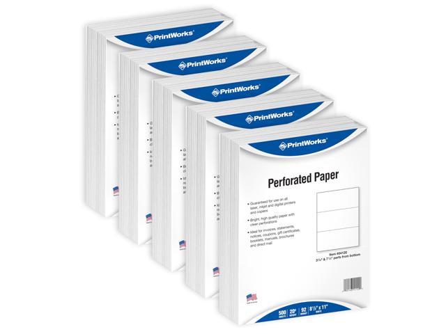 Professional 3 Part Perforated Paper 8.5 x 11 - Perfect For W-2, 1099, & Statement Use - Made in the USA - 2500 Sheets - 20 lb - Printer Compatible.