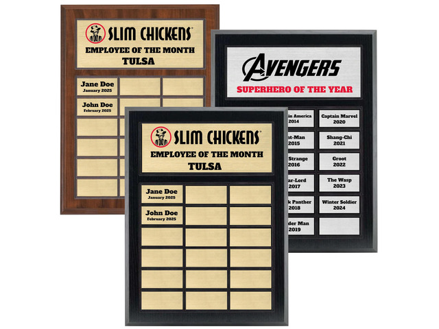 Perpetual Plaque, Custom Employee of the Month Appreciation Award (18 Plate (12x15'))