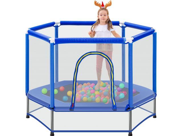 55' Indoor/Outdoor Kids Jumper: Safety Enclosure Net, Ball Pit Included 4.5FT Mini Trampoline for Toddlers & Babies 3+ Months