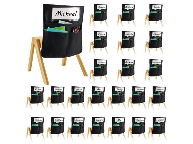 Chair Pockets for Classroom, 24 Pack, 14 x 15 Inches Chairback Buddy Pocket with Name Tag, Back of Chair Organizer for Kids in Classroom,...