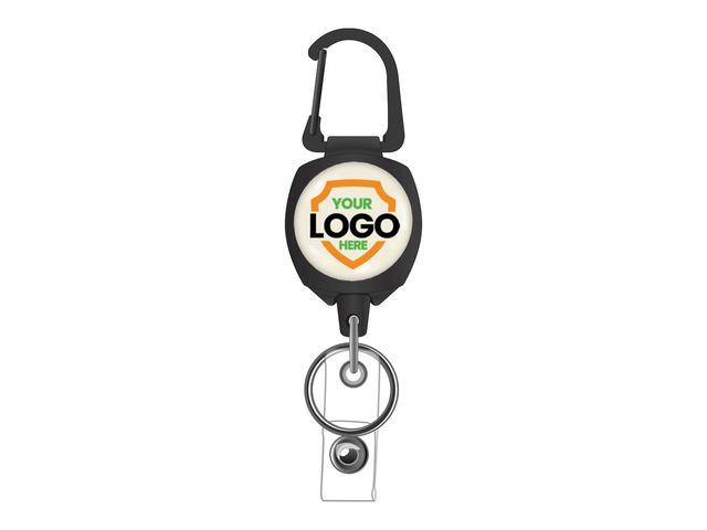 5 Pack - Heavy Duty Custom Badge Reel Photo or Logo Personalized Sidekick Retractable Carabiner Badge Holder - Durable Customized No Twist ID...