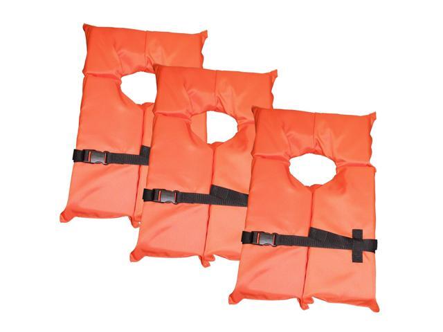 3 Pack Coast Guard Approved Life Jackets. High Visibility Color Type II Keyhole Life Vest in Classic May West Style. Compliance Flotation Device