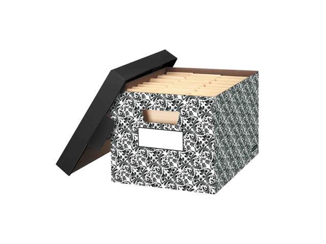 4-Pack Brocade Design, Medium Duty File Storage Boxes with Lids, FastFold Assembly, Letter/Legal, STOR/FILE, (0022705)