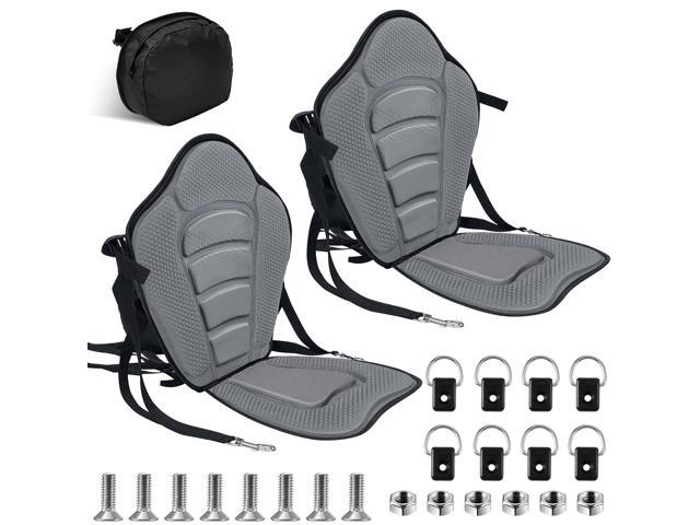 2 Pack Kayak Seats with Back Support Adjustable Sit on Top Padded Boat Seat with Detachable Storage Bag and 8 Fixed D Ring and Screws