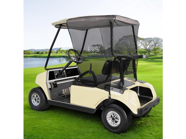 Golf Cart Sun Shade Cover for Club Car DS Precedent and EZGO TXT RXV, UV Heat Resistant Sunshade Curtain-Beige with Black
