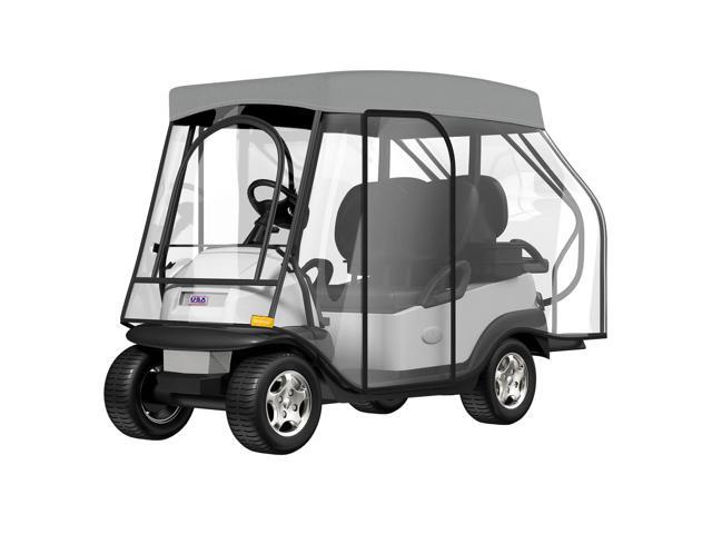 Golf Cart Enclosure - 2+2 Drivable Rain Cover for EZGO, Club Car - Durable Door Zipper, 4-Sided Clear Windows (4 Seater)