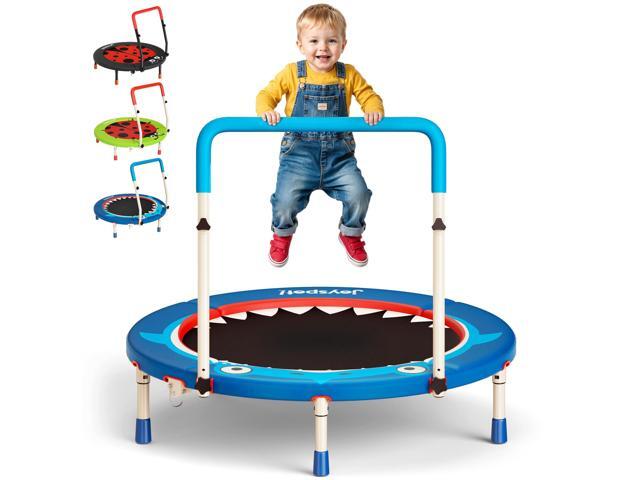 36-Inch Toddler Trampoline with Foam Handle, 3FT Foldable Mini Rebounder ASTM & CPSIA Certified, KidsTrampoline with Adjustable Bar, 100 lbs...