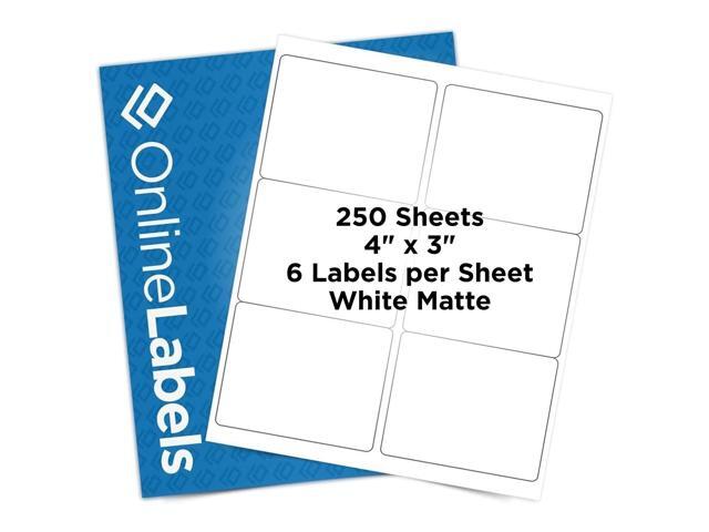 4 x 3 Rectangle Mailing Labels - Permanent, White Matte - Shipping, Wine, Product - Pack of 1,500-250 Sheets - Inkjet/Laser Printers