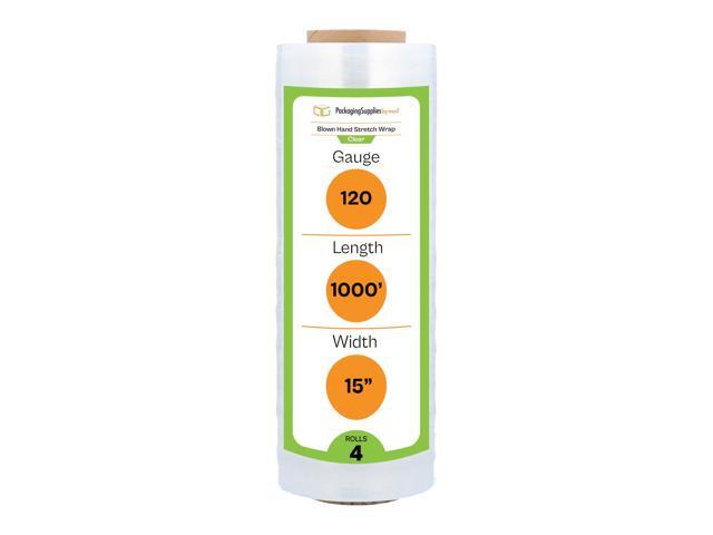 PSBM Blown Stretch Wrap, 4 Rolls 15 Inch x 1000 Feet 120 Gauge Heavy Duty Clear Plastic Wrap Industrial Strength Shrink Film for Moving, Packing &...