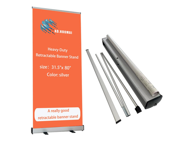 31 ½'x80 Heavy Duty Retractable Roll Up Banner Standfor business trade show,store sign display Stand with Padded Canvas Bag (Stand Only)