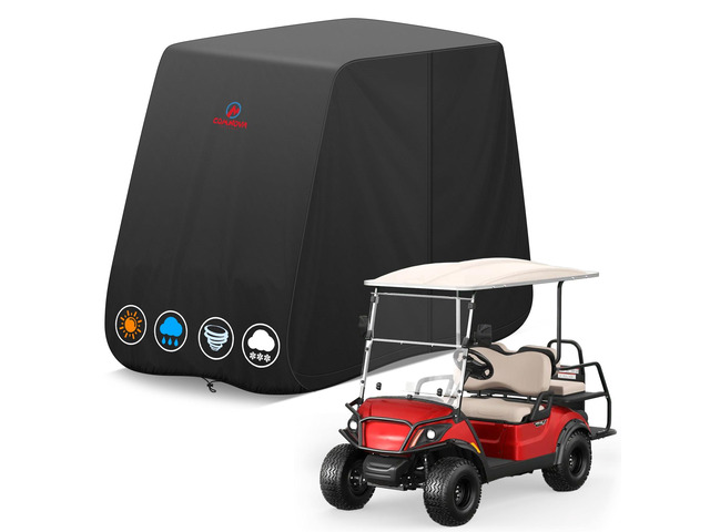 Comnova Golf Cart Cover 4 Passenger - 600D Waterproof Golf Carts Enclosure with Zipper, Windproof & UV Resistant, Outdoor Golf Cart Cover Universal...