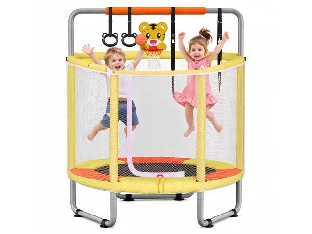 55' Trampoline for Kids with Enclosure, 4-in-1 Toddler Trampoline Indoor Outdoor, 440lbs Capacity Upgrade Trampolines with Adjustable Gymnastics...