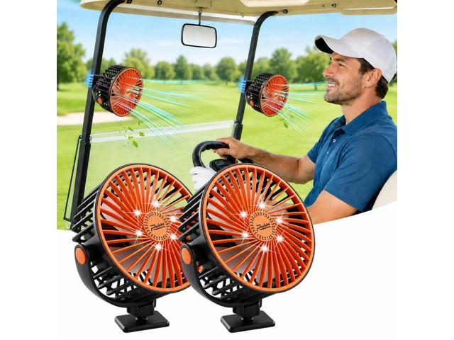 Magnetic Golf Cart Fan with LED Light, 24+ Hours Long Runtime, Strong Airflow Rechargeable Fan with Ultra-strong Magnet, Portable Fan for Golf.