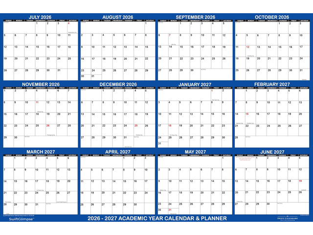 47' x 72' 2026-2027 Academic Wall Calendar Erasable Large Jumbo Oversized Wet & Dry Erase Laminated 12 Month Planner, July 2026 to June 2027 ONLY -...