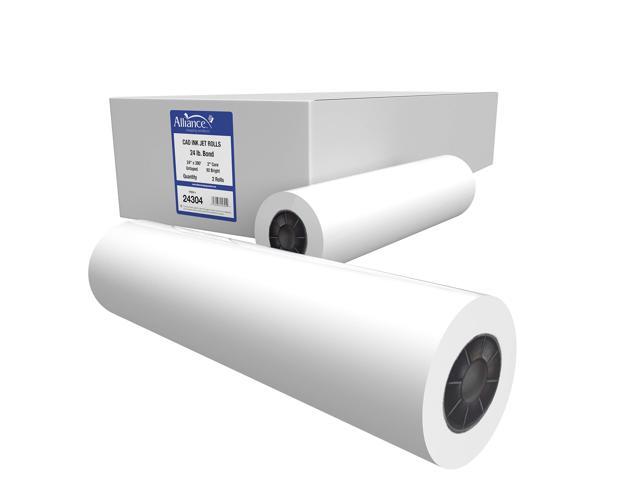 Wide Format Paper 24 x 300 CAD Rolls 92 Bright, 24lb - 2 Rolls Per Carton - Ink Jet Bond Rolls with 2' Core