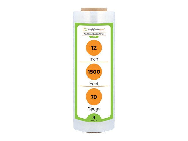 PSBM Stretch Wrap, 4 Rolls 12 Inch x 1500 Feet 70 Gauge Heavy Duty Clear Plastic Wrap Industrial Strength Shrink Film for Moving, Packing & Shipping