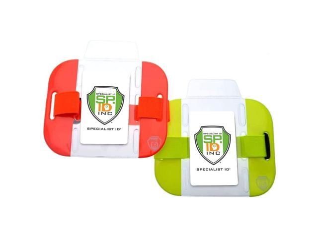 20 Pack - High Visibility Bright Neon Armband ID Card Badge Holders - Secure Top Loading with Adjustable Elastic Band - HI VIS Arm Bands for Work.