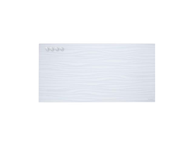 MessageStor Dry-Erase Glass Board and Magnets, Office Essentials, White Waves