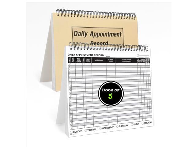 Daily Appointment Record Log Book - 8.5 x 1, 500 Pages/Book of 5 Spiral-bound 100-page per book record books with durable 90 lb paper for daily.
