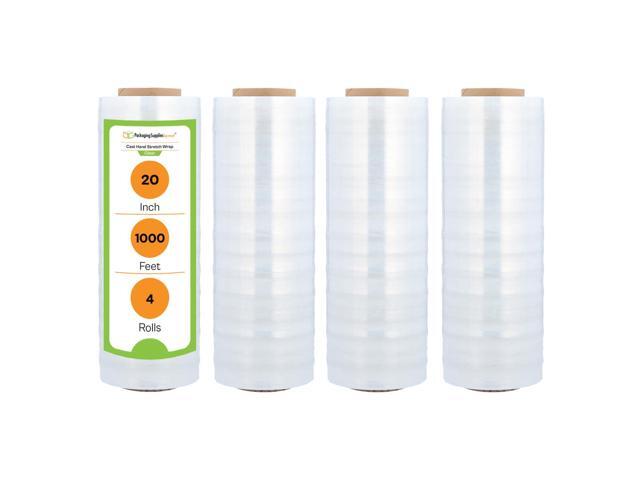 PSBM Cast Hand Plastic Stretch Wrap/Shrink Film 20' x 1000 Ft 70 GA 4 Rolls Heavy Duty Industrial Strength Clear Shrink/Plastic Wrap for Moving,.
