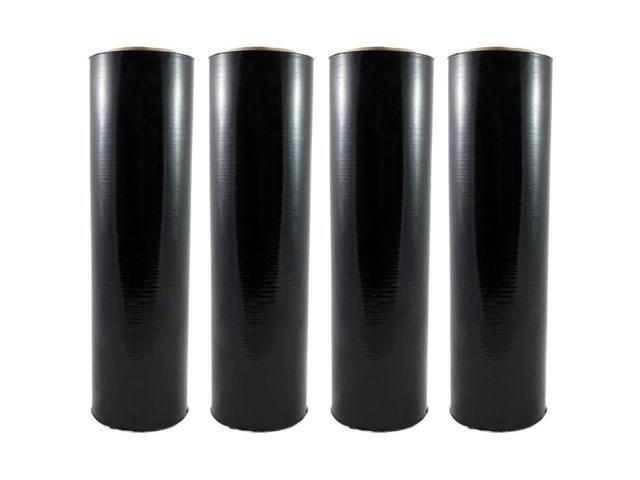 18 Inch x 1500 Feet Hand Stretch Wrap for Box Wrapping Packaging & Shipping 80 Gauge Black Supreme Self-Adhesive Stretch Film Wrap - 4rl/cs