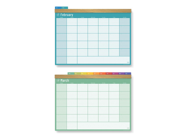 Reusable Dry Erase Wall Calendar with Frame, Undated (2 Month Display) Wet or Dry Erase Compatible, Color-Coded Monthly Pages