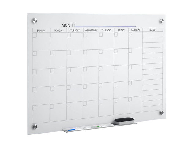 35'x23' Dry Erase Wall Calendar Glass Whiteboard Monthly Planner for Homeschool Supplies & Home Office Organization with 4 Markers and 1...