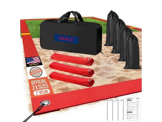 Professional Beach Volleyball Lines for Sand, 2' Nylon Ultra-Visible Marking Weather-Enduring, with Metal Anchors & Sandbags, Standard Sizes -.