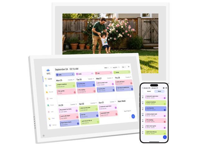 Digital Calendar 10.1', Smart Calendar Planner & Chore Charts, 1080P Full HD Interactive Touchscreen for Family Planner Display, Smart Family.