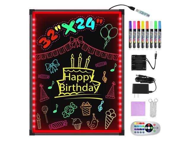 32'x24' LED Message Writing Board, Neon Sign for Business & Restaurants, Illuminated Erasable Menu Board, 8 Colors Markers & 16 Lighting Colors,...
