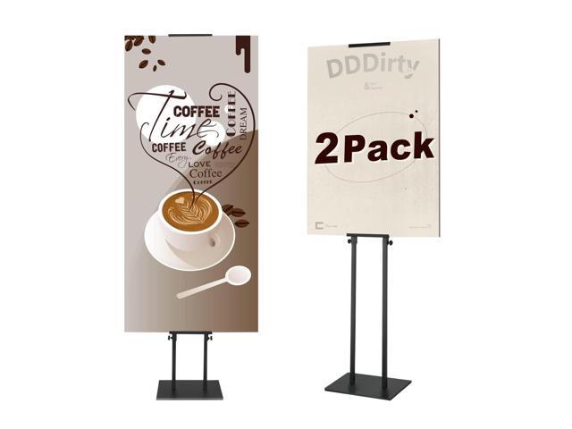 Black Pedestal Poster Sign Stand for Display, Adjustable Height Up to 80 Inchs, Heavy Duty Banner Double Sided Sign Holder for Board & Foam (2pk)