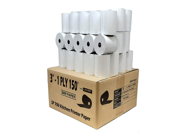CASH REGISTER PAPER FOR STAR SP700 3' x 150' BOND (50 NON-THERMAL) POS KITCHEN PRINTER PAPER - 50 GSM NEW POS RECEIPT ROLLS FOR TMU200 SRP275