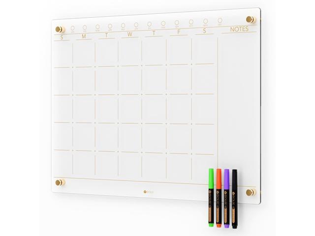 Clear Glass Monthly Dry Erase Calendar Board for Wall, 17' x 23' Large Monthly Planner, Easy Installation, Non-Magnetic, Frameless Tempered...