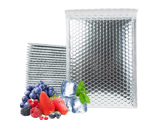50 Pack 11x14 Inch Insulated Bubble Mailers for Cold Shipping, Silver Foil Metallic Thermal Padded Shipping Bags with Self-seal Closure,.