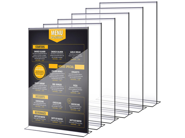 6 Pcs 11 x 14'' Acrylic Sign Holder Clear Acrylic Picture Frame Vertical Table Top Frame with Stand Double Sided T Shape Flyer Holder for Paper...