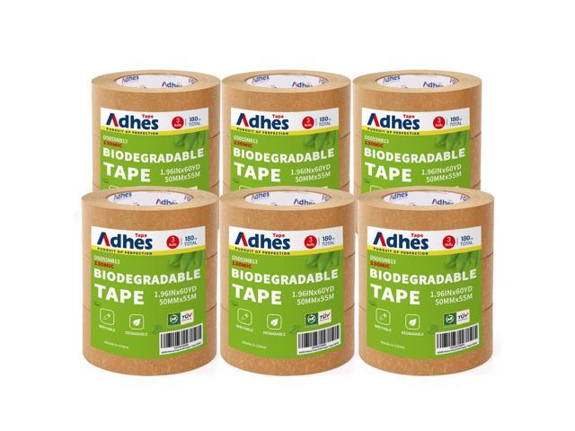 ADHES Kraft Paper Tape, 2 Inch x 60 Yards x 18 Rolls, Biodegradable Paper Packing Tape Writable & Uncoated Brown Shipping Tape for Shipping,...