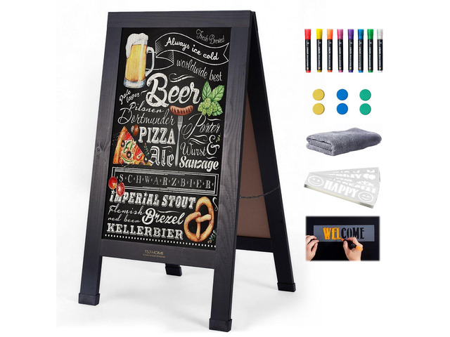 Wood Magnetic A-Frame Chalkboard Signs, 40' x 20' Large Sandwich Board Signs Outdoor, Double-Sided Sidewalk Blackboard for Business, Wedding,...
