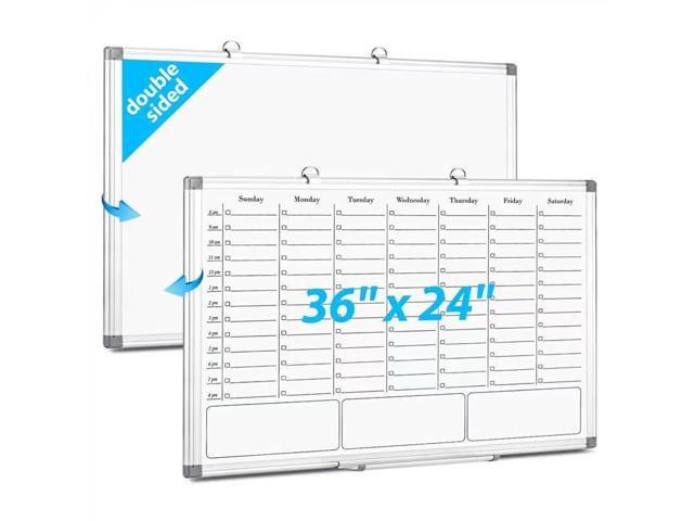 Weekly Calendar Whiteboard, Dry Erase Board for Wall 36 x 24 Hourly Schedule Planner with Time, Big Hanging White Board Double Sided, To Do List,.