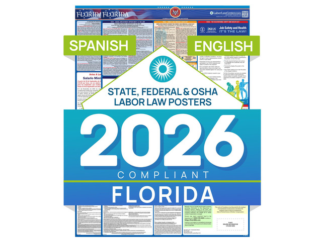 Labor Law Posters Florida 2026, English, Spanish, State Federal Notices Florida State Federal Workplace Notices With OSHA, EEOC, FMLA, Minimum...