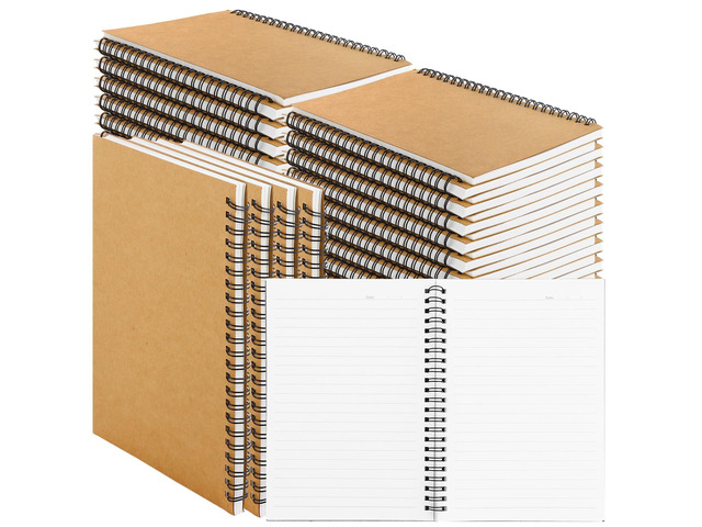 48 Pack A5 Bulk Spiral Notebooks with Kraft Cover, 8.3 x 5.8 Inch 120 Pages Hardcover Spiral Lined Notebook Journal, Lined Travel Bulk Writing...