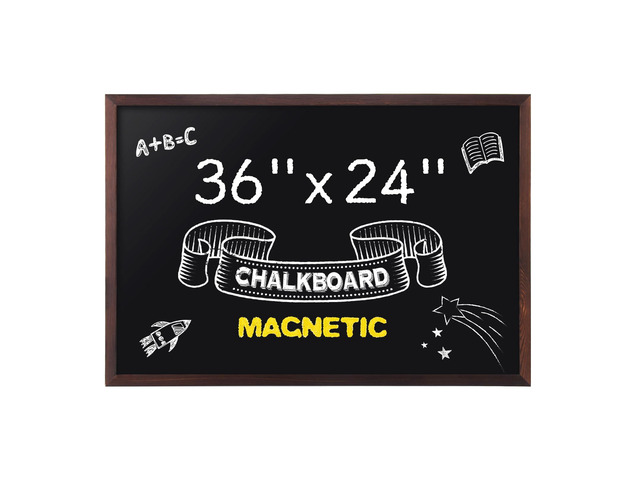 Magnetic Chalkboard, 24 x 36 Inches Wooden-Framed Blackboard, Hanging Chalk Board for School Office Home and Restaurant Menu