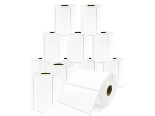 12 Rolls 4' x 2' Thermal Labels - 760 Paper Stickers Per Roll - 4 Rolls - fits Zebra LP2844, GC420, GK420, GX430, ZD220, ZD420, ZD500, ZD620,...