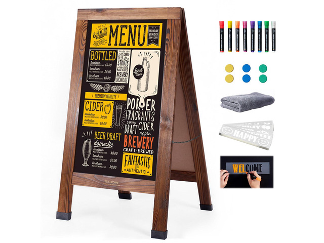 Wood Magnetic A-Frame Chalkboard Signs, 40' x 20' Large Sandwich Board Signs Outdoor, Double-Sided Sidewalk Blackboard for Business, Wedding,...
