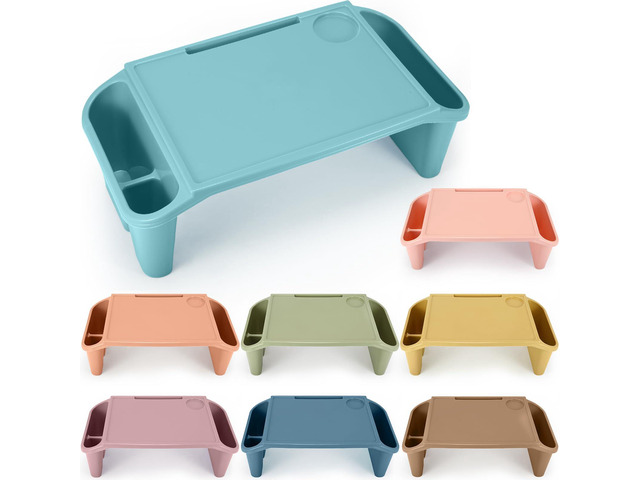 8 Pcs Kids Lap Desk Tray Bulk 19.7x9.6x7.1in Portable Lap Tray for Kids Plastic Table with Side Storage Space for Bed Classroom Laptop Children Car...