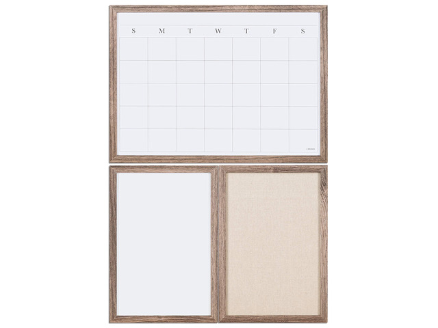 Organization Center Kit, Rustic Wood Frame, Includes Magnetic Dry Erase Calendar, Magnetic Whiteboard, Linen Bulletin Board, Along with 6 Pins, 4...