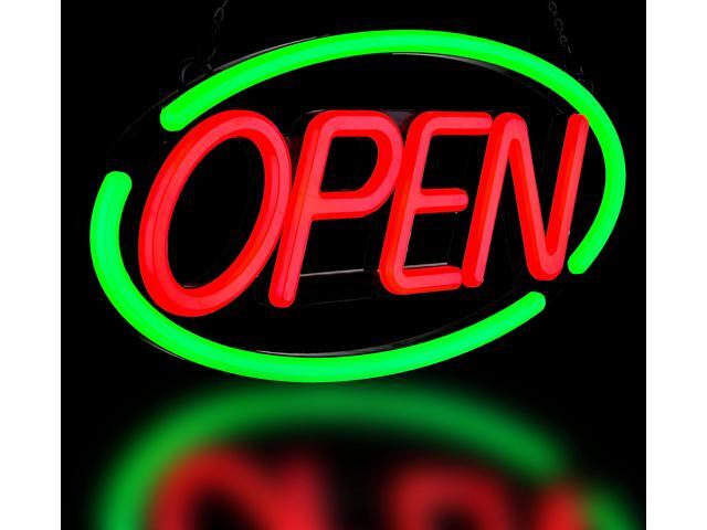 BritTech 24'' X 12'' Ultra Bright LED Neon Open Sign - Remote Controlled - Get Your Business Seen Day or Night (Green/Red)