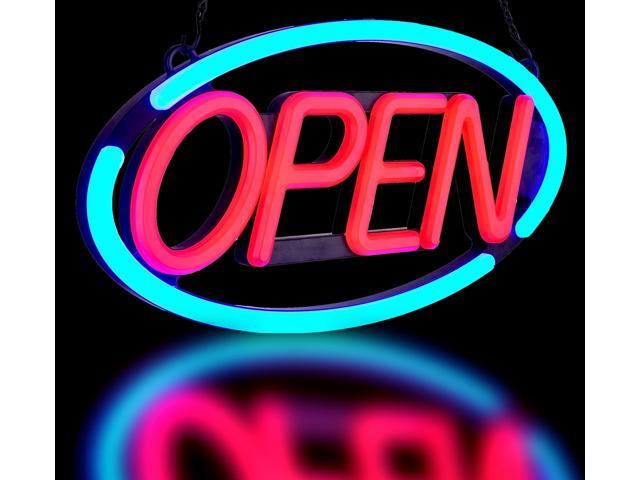 BritTech 24'' X 12'' Ultra Bright LED Neon Open Sign - Remote Controlled - Get Your Business Seen Day or Night (Blue/Red)