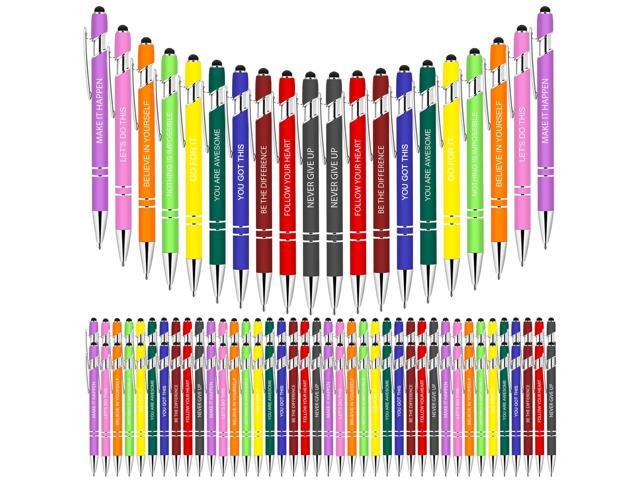100 PCS Motivational Bulk Pens with Stylus Tip Gifts Black Ink Inspirational Ballpoint Ink Pen Gifts for Teacher Students Coworkers Women Office.